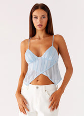 Glynne Frill Top - Baby Blue