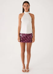 Malayah Sequin Mini Skort - Plum