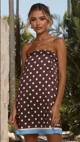 Linnea Mini Dress - Brown Polka