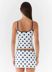 Elliot Mini Skirt - Porcelain Blue Polka Dot