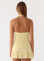Mimi Beaded Mini Skort - Yellow