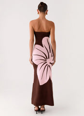 Jala Strapless Knit Maxi Dress - Espresso Meadow