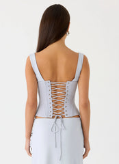 Romana Corset Top - Misty Blue