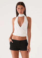 Lynna Scarf Top - White