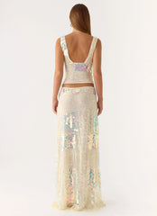 Erinah Sequin Maxi Skirt - Yellow