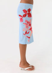 Tamia Midi Skirt - Blue Petal