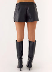 Oslo Faux Leather Mini Shorts - Black
