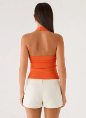 Monay Beaded Halter Top - Orange