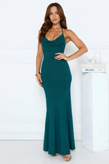 Higher Standards Halter Maxi Dress Teal