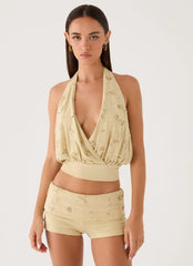 Vivienne Mini Shorts - Pale Olive
