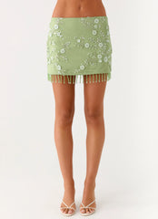 Midnight Tide Tie Side Mini Skirt - Green