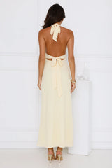 Palm Avenue Halter Maxi Dress Yellow